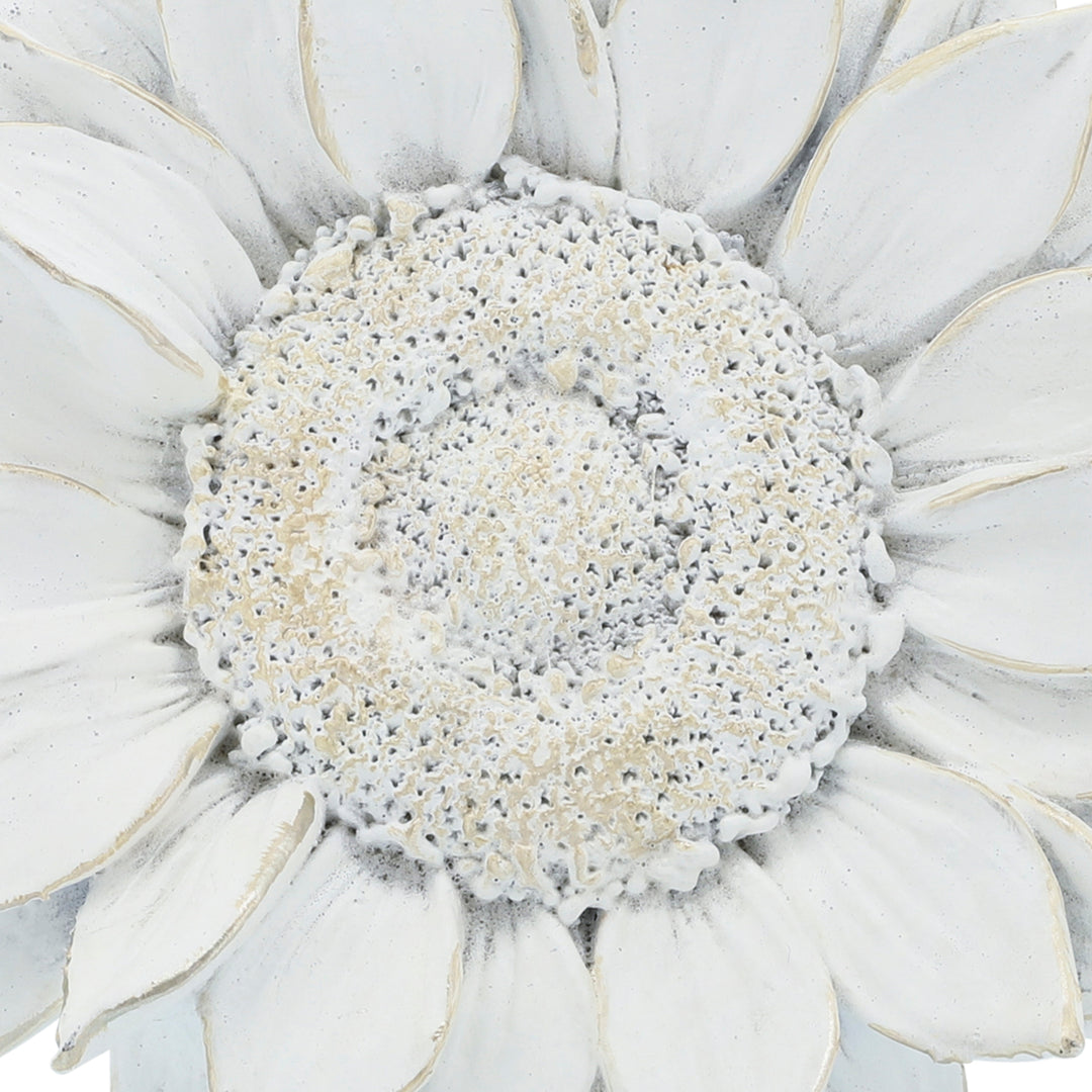 RESIN 7" SUNFLOWER WALL ACCENT, WHITE