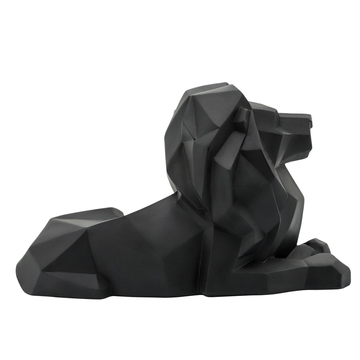 RESIN 13" LAYING LION, BLACK