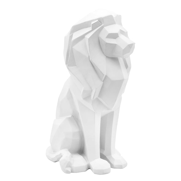 RESIN 11"H SITTING LION, WHITE