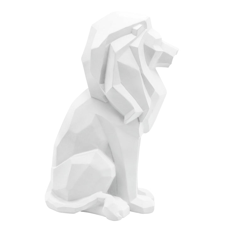 RESIN 11"H SITTING LION, WHITE