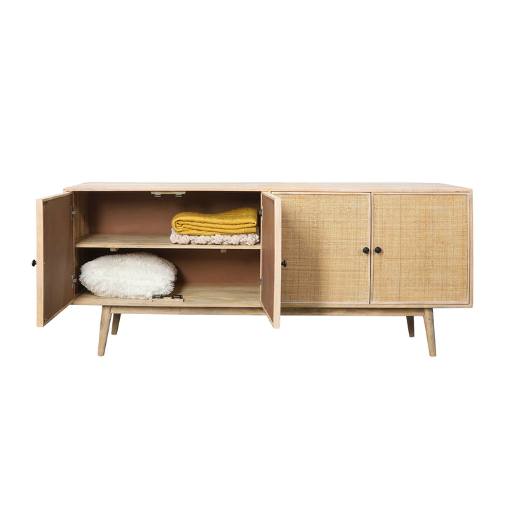 WOOD, 772X31 4-DOOR RATTAN SIDEBOARD, NATURAL KD