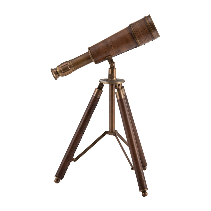 Metal, 13"H Scope On Stand, Brown