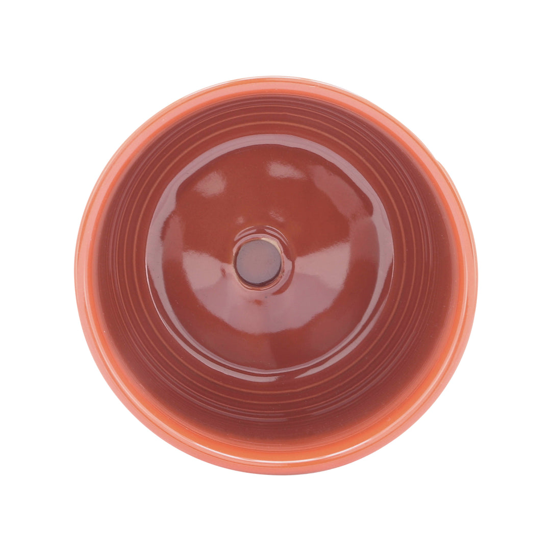 CER, 5" PLANTER W/ SAUCER, ORANGE