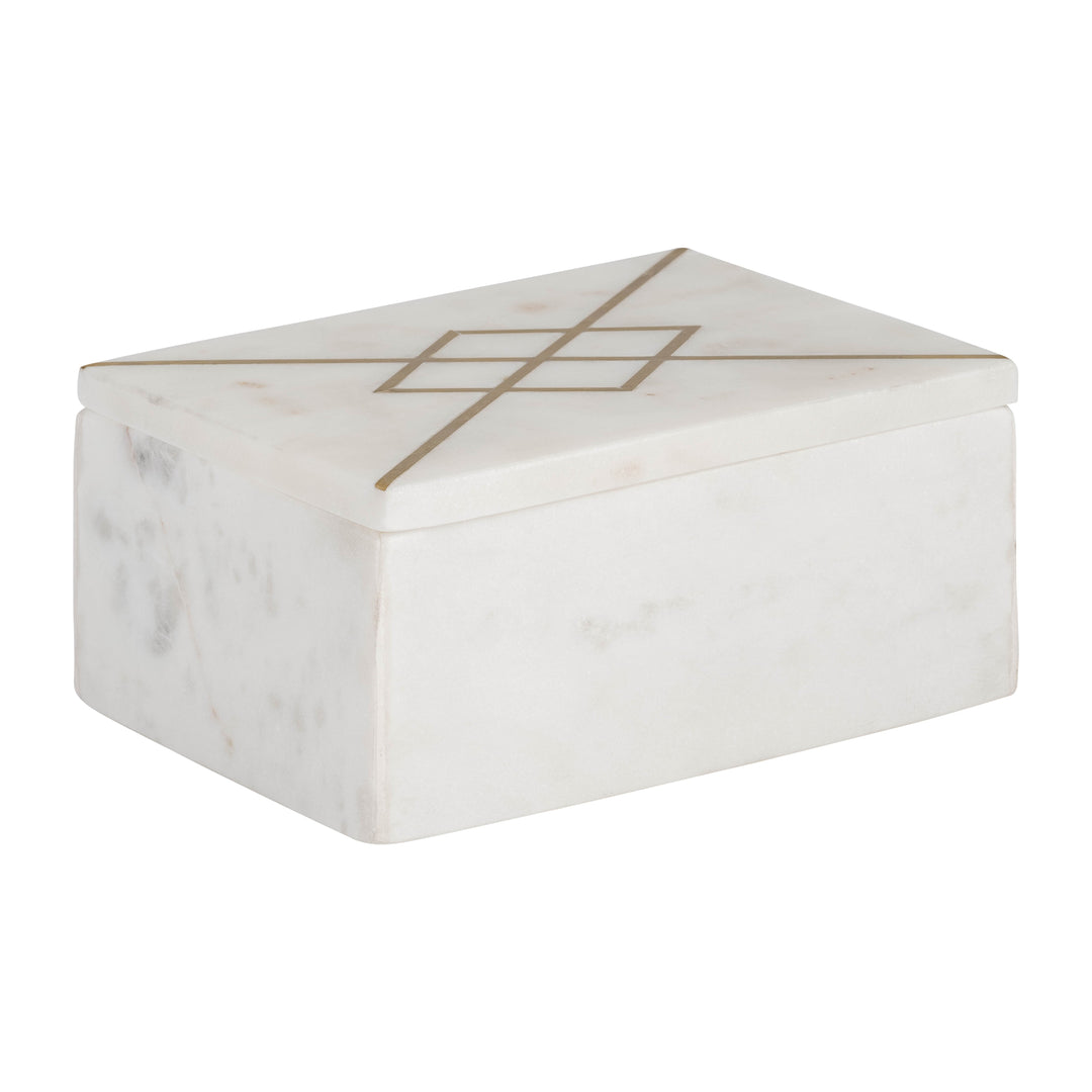 MARBLE, 7X5 BOX W/ INLAY, WHITE