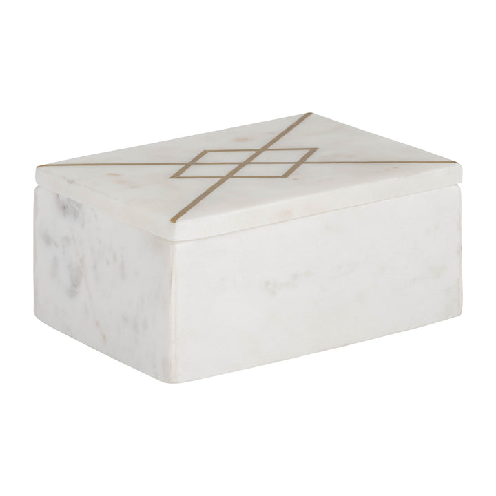 MARBLE, 7X5 BOX W/ INLAY, WHITE