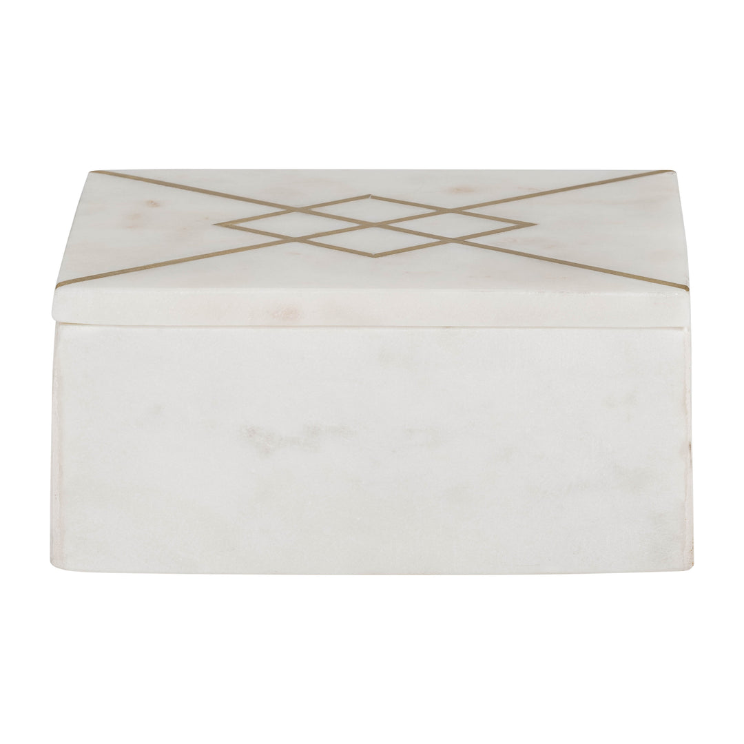 MARBLE, 7X5 BOX W/ INLAY, WHITE