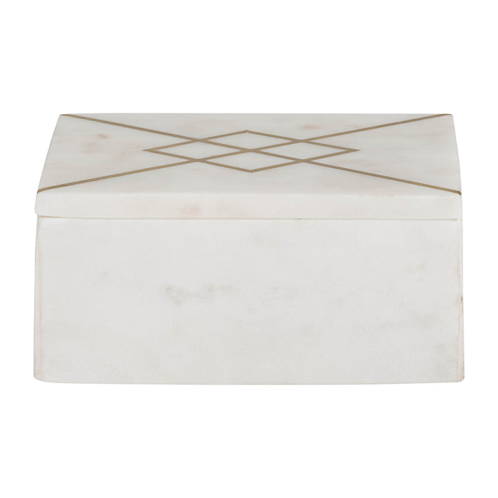 MARBLE, 7X5 BOX W/ INLAY, WHITE