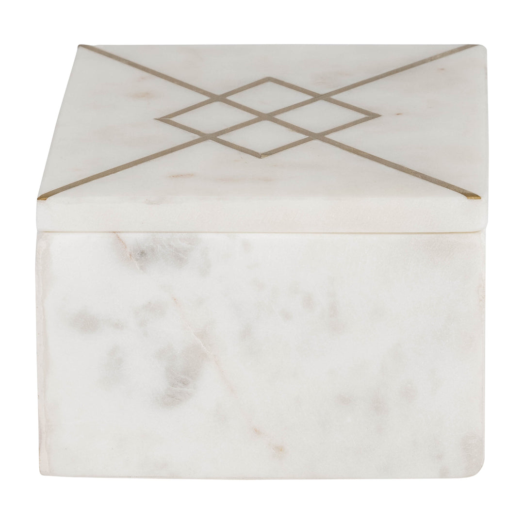 MARBLE, 7X5 BOX W/ INLAY, WHITE