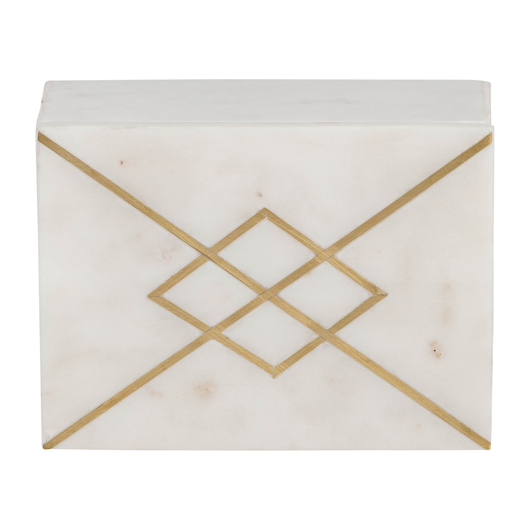 MARBLE, 7X5 BOX W/ INLAY, WHITE