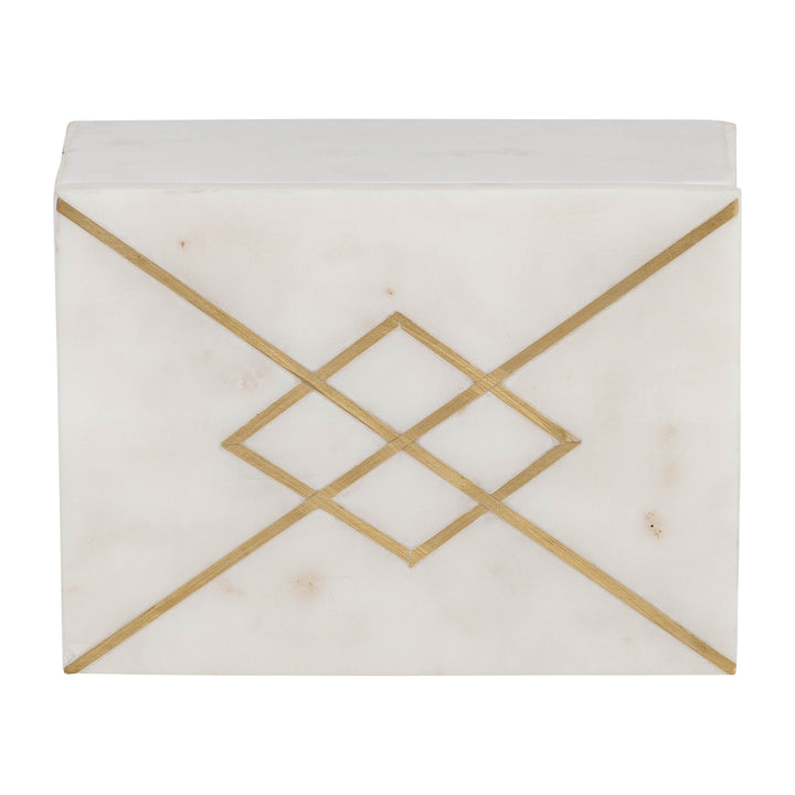 MARBLE, 7X5 BOX W/ INLAY, WHITE
