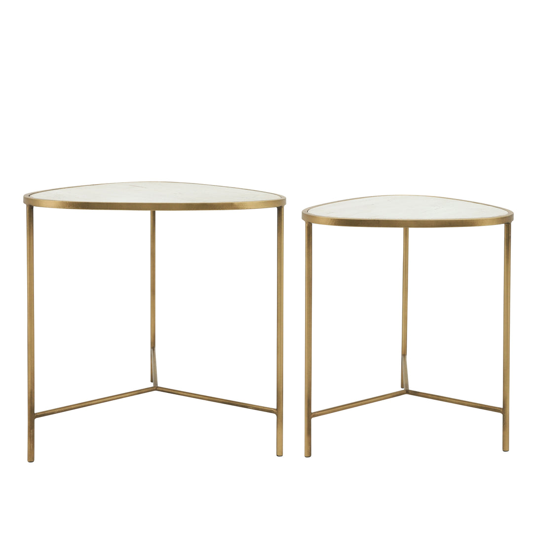 METAL, S/2 18/20" SIDE TABLES, WHITE/GLD