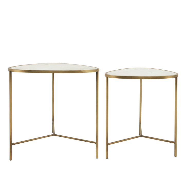 METAL, S/2 18/20" SIDE TABLES, WHITE/GLD