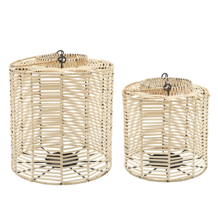 RATTAN, S/2 15/18" HURRICANE CANDLE HOLDER, NAT