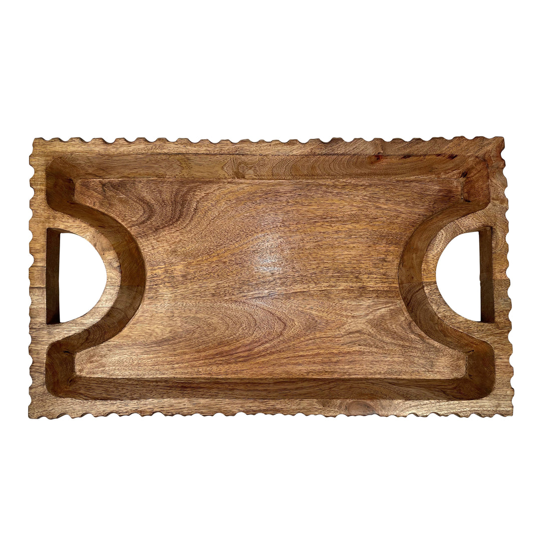 Wood, 25"X15", Scalloped Edge Tray, Natural