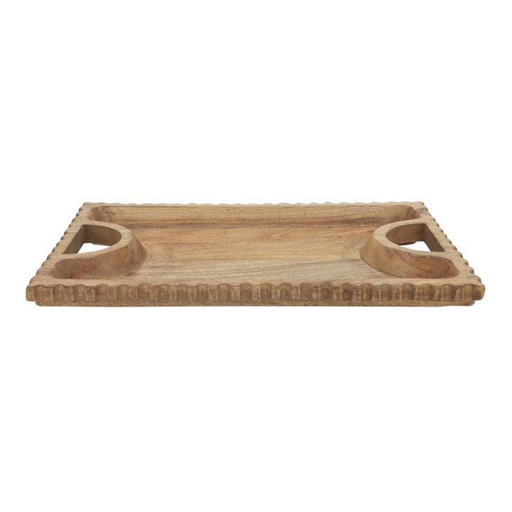 Wood, 25"X15", Scalloped Edge Tray, Natural