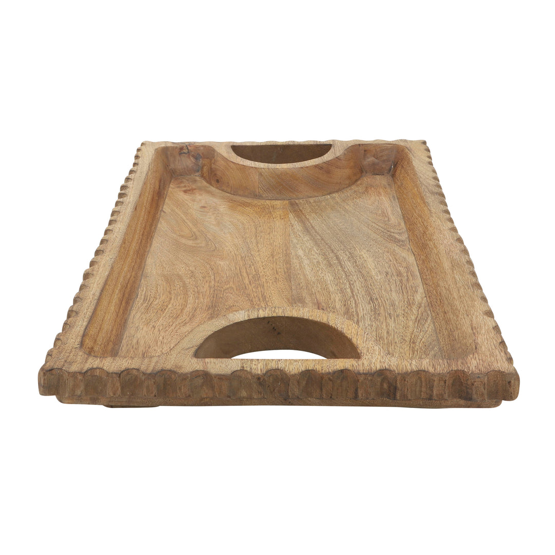 Wood, 25"X15", Scalloped Edge Tray, Natural