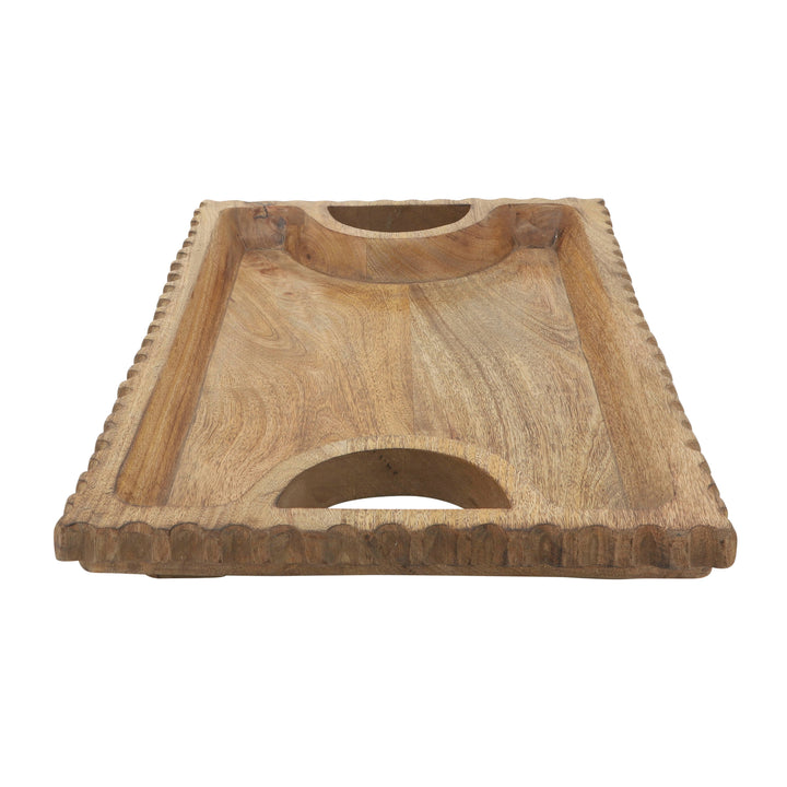 Wood, 25"X15", Scalloped Edge Tray, Natural