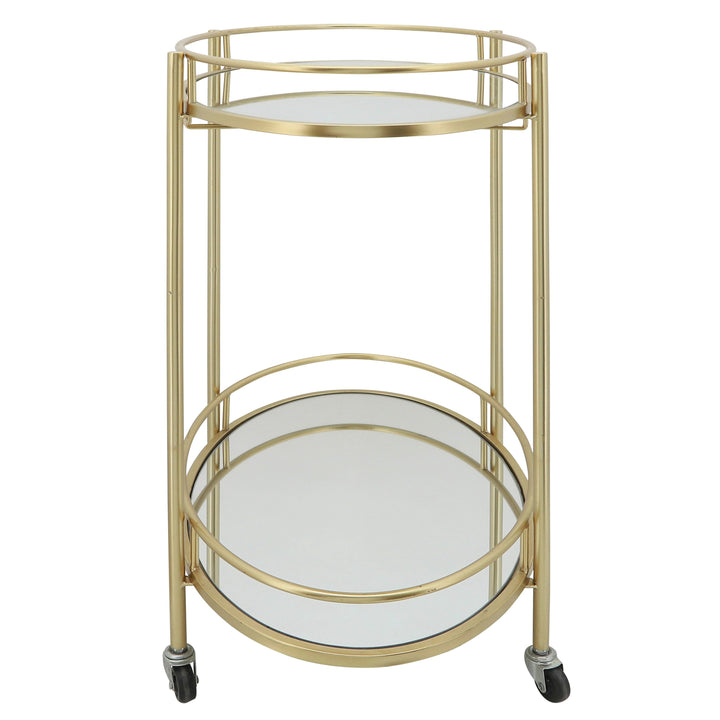 Metal 32"H 2-Layered Oval Bar Cart, Gold