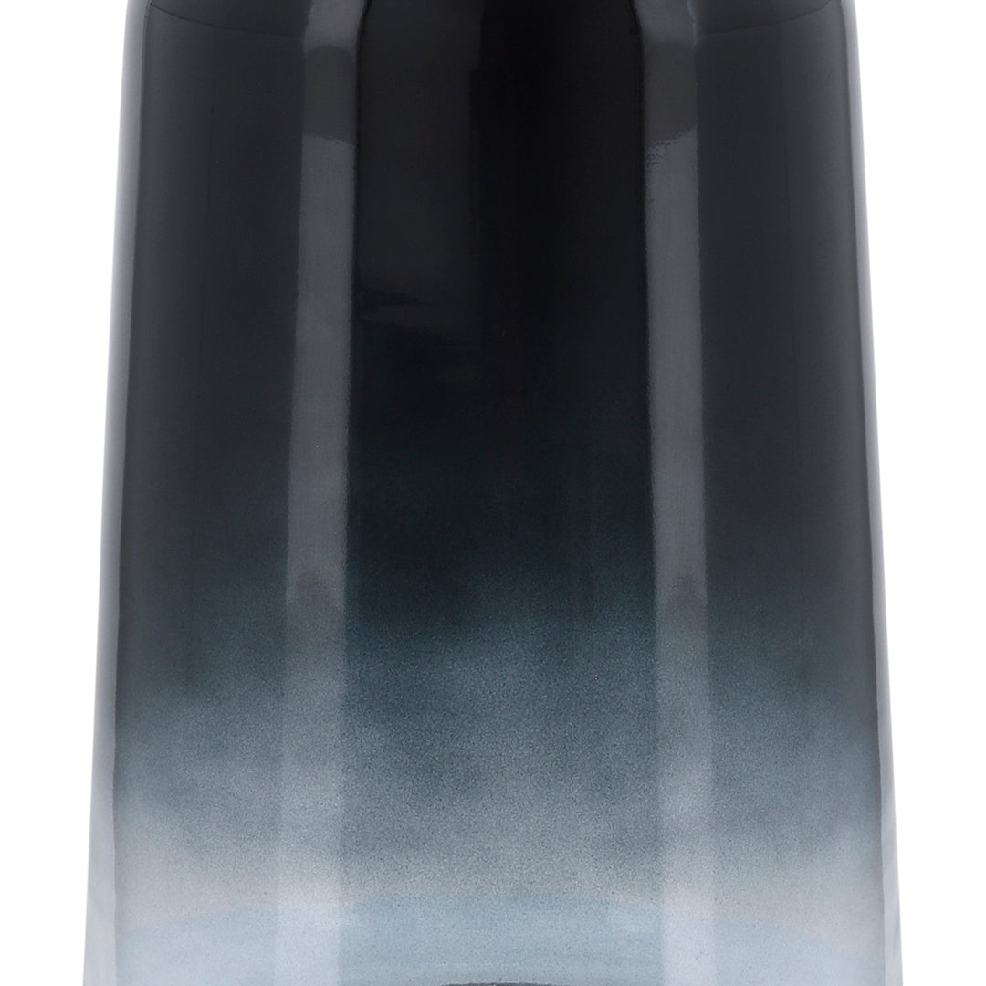 Marble Top, 22"H Side Table Gls Base, Wht/Blck