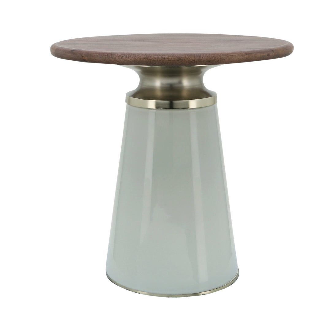 WOODEN TOP, 18"H NEBULAR SIDE TABLE, CREAM