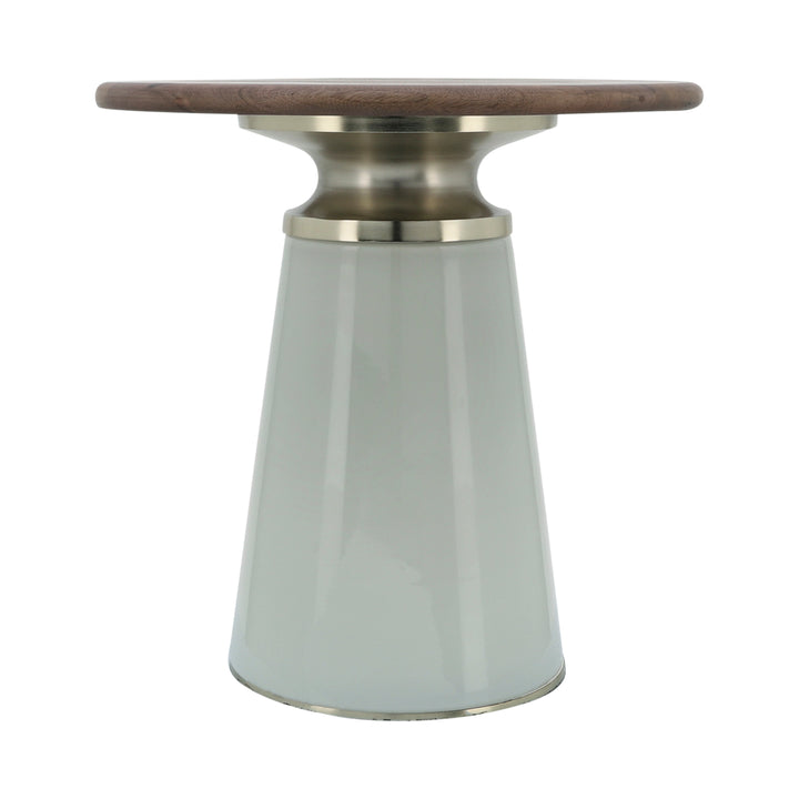 WOODEN TOP, 18"H NEBULAR SIDE TABLE, CREAM