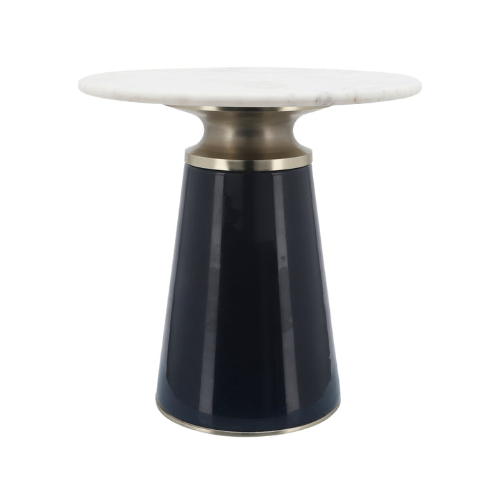 Marble Top, 18"H Nebular Side Table, Blue
