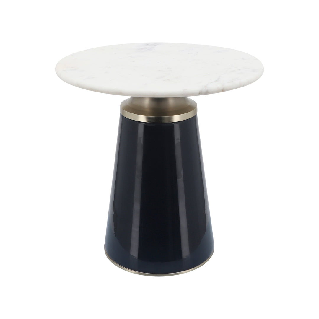 Marble Top, 18"H Nebular Side Table, Blue