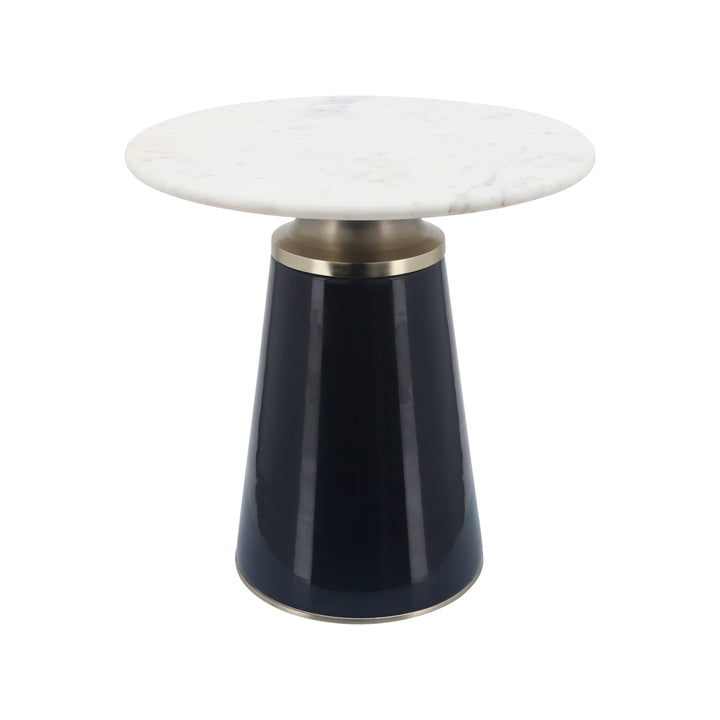 Marble Top, 18"H Nebular Side Table, Blue