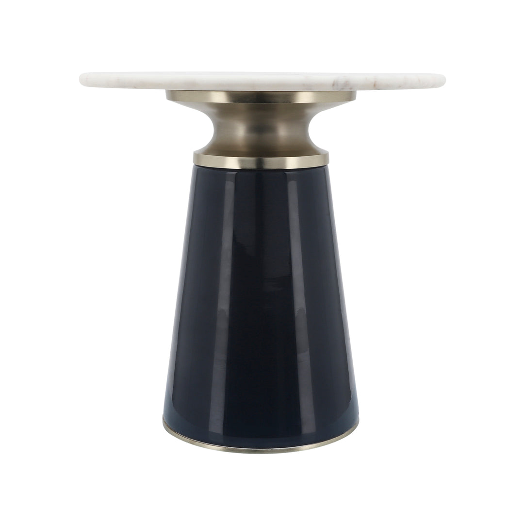 Marble Top, 18"H Nebular Side Table, Blue