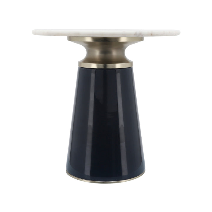 Marble Top, 18"H Nebular Side Table, Blue