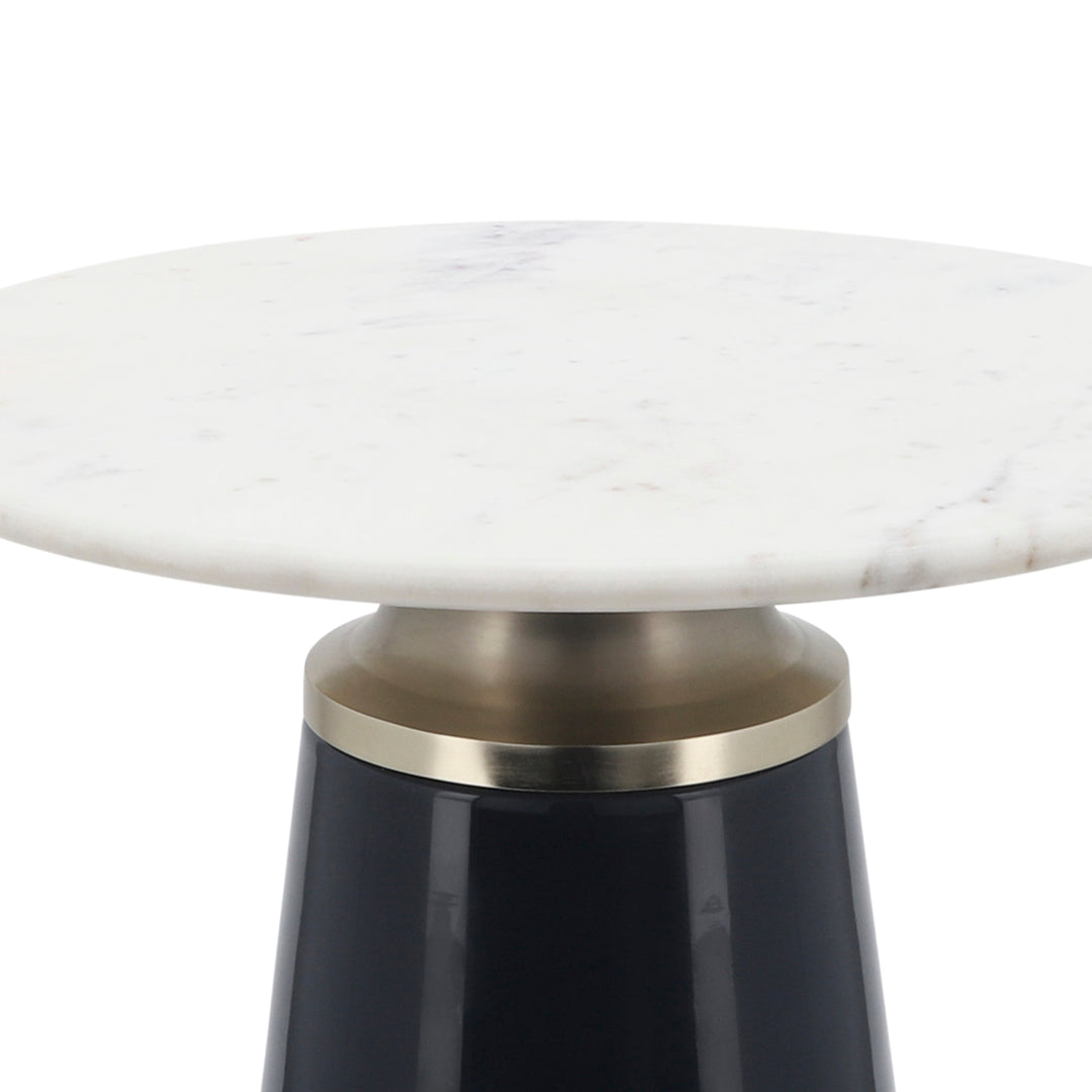 Marble Top, 18"H Nebular Side Table, Blue
