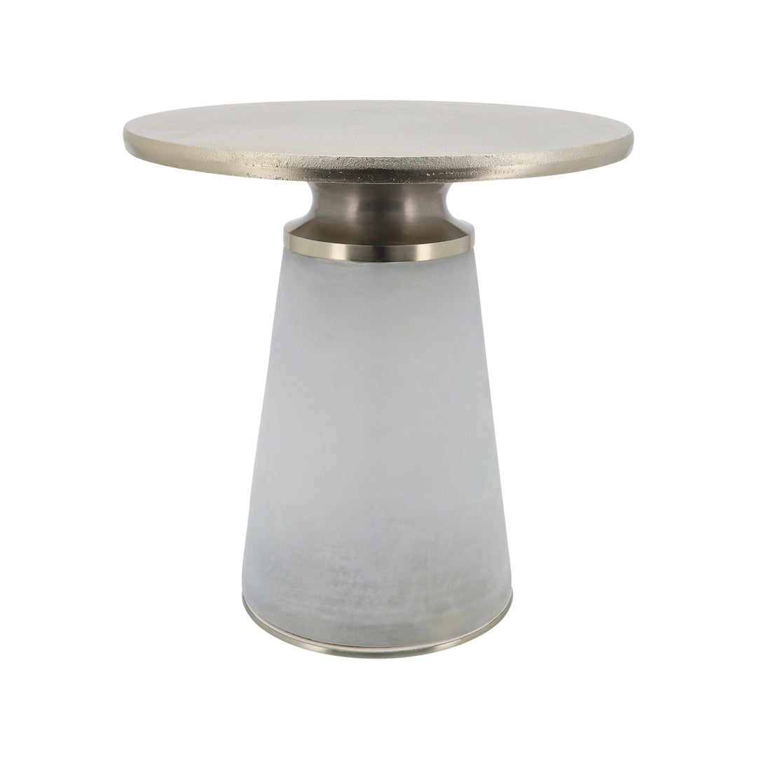 METAL TOP, 18"H NEBULAR SIDE TABLE, FROST