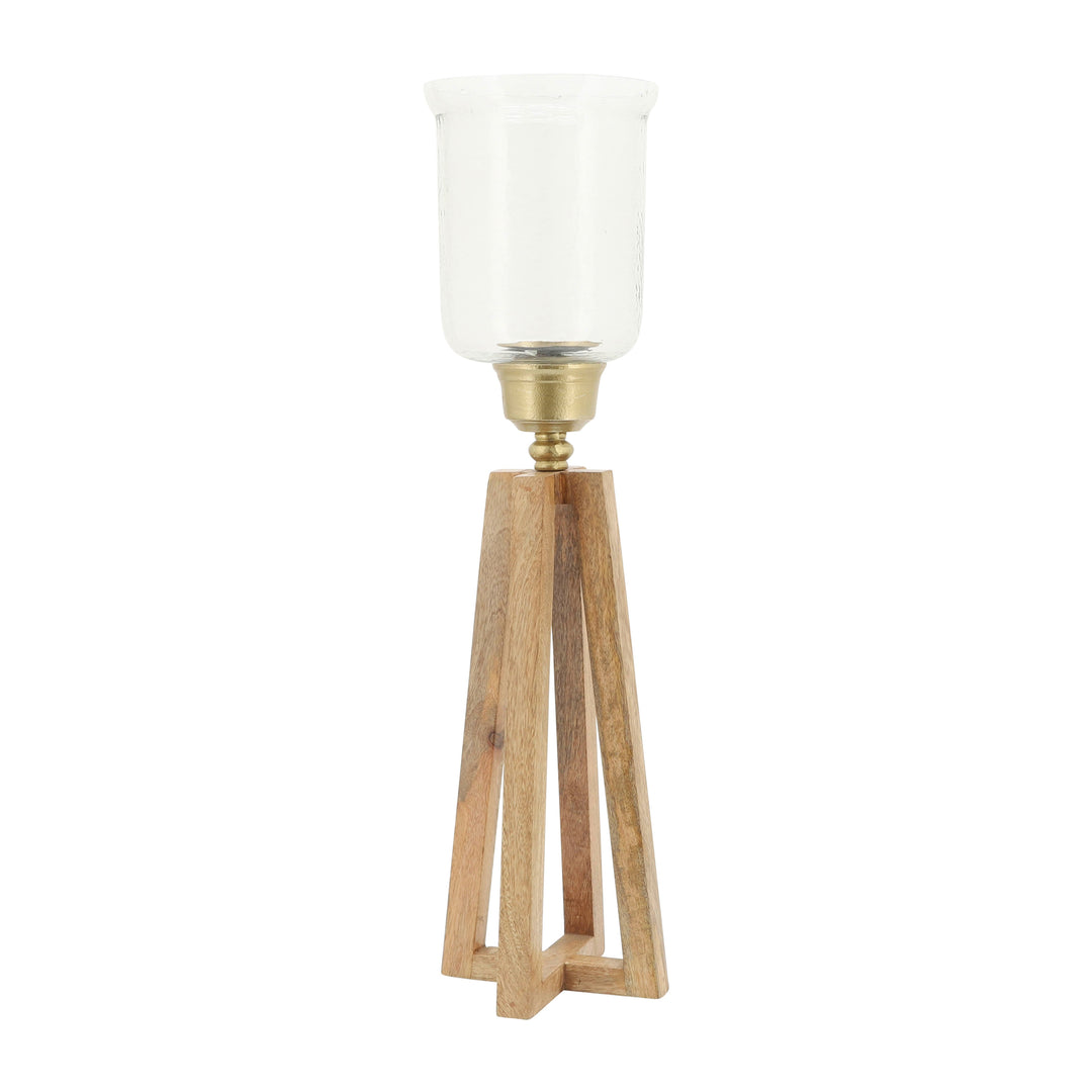 Wood, 23"H Torch Candle Holder, Natural