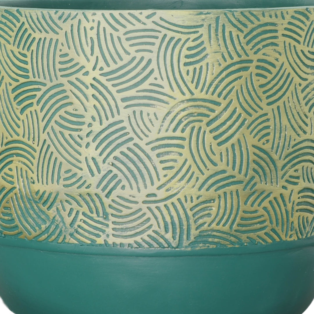 Resin, S/2 10/13"D Swirl Planters, Green/Gold