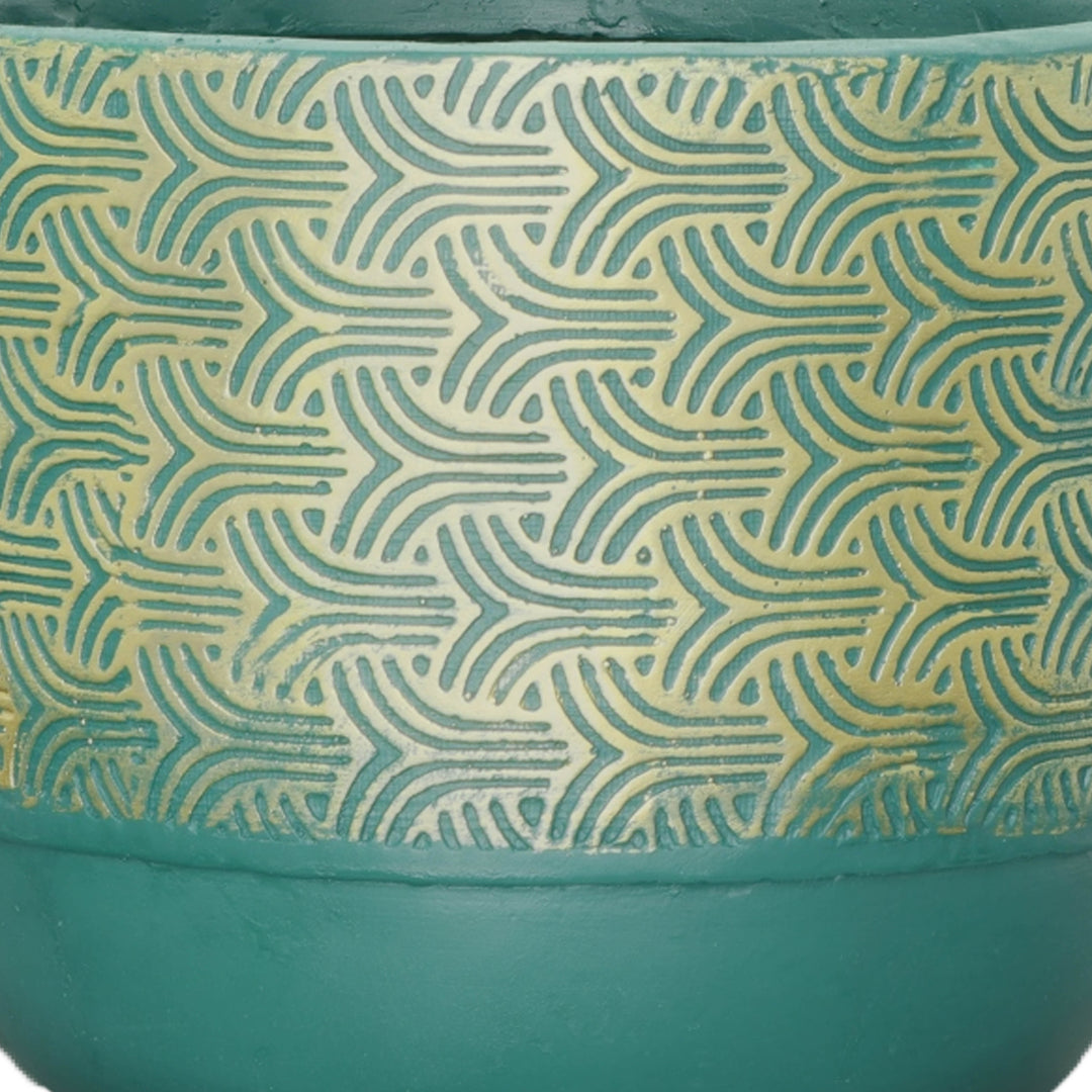 Resin, S/2 10/13"D Swirl Planters, Green/Gold