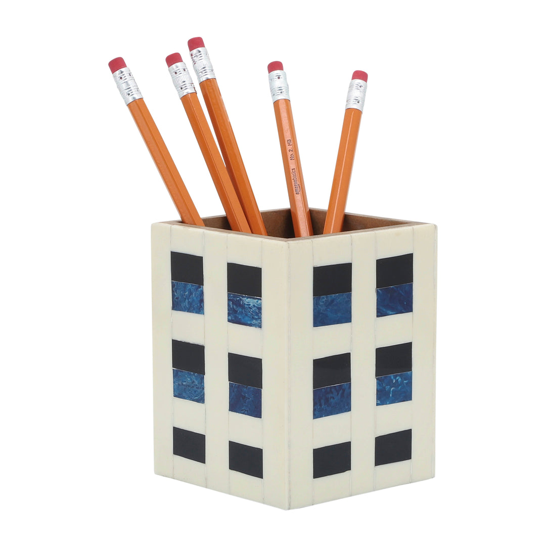 Resin 3X4 Squares Pencil Cup, Multi