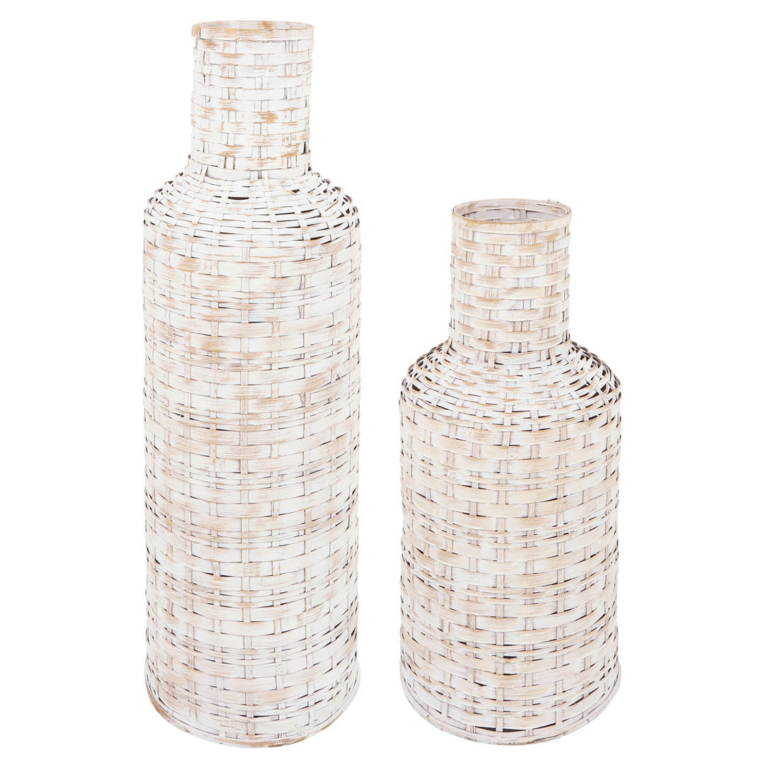 22"H WOVEN VASE, WHITE