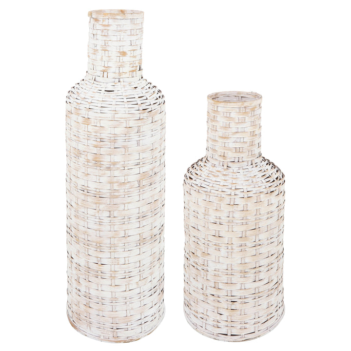 22"H WOVEN VASE, WHITE