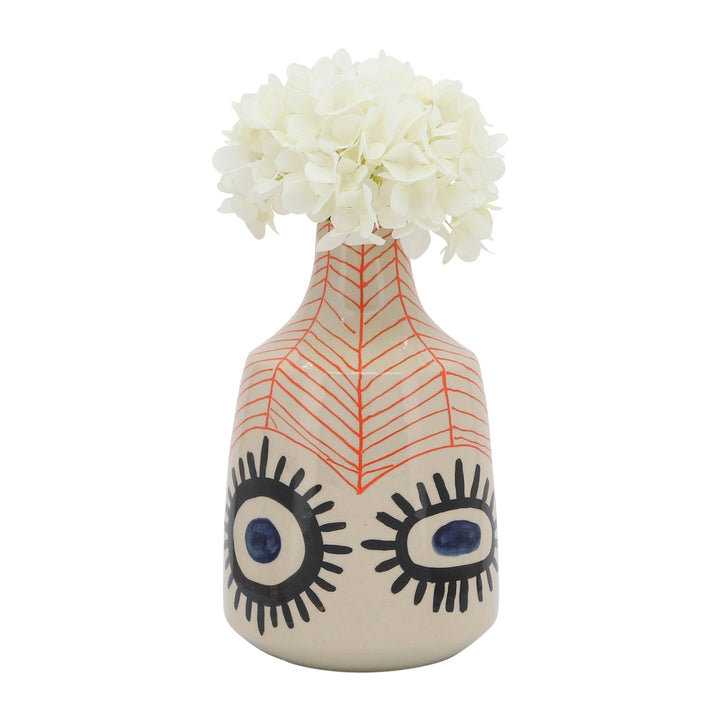 CER, 11"H TRIBAL VASE, PINK