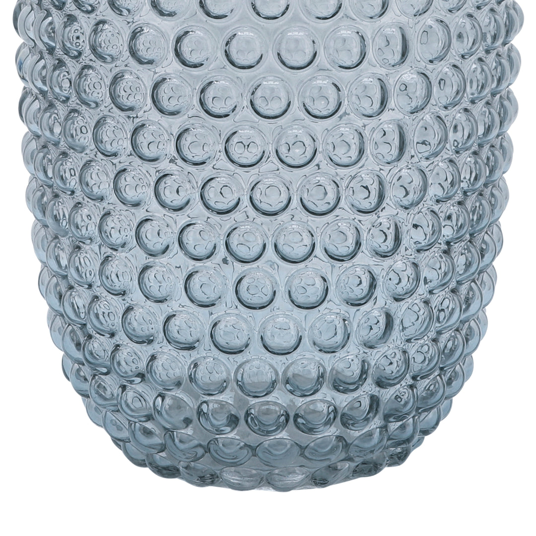 GLASS, 10''H, BUBBLED VASE, GREY