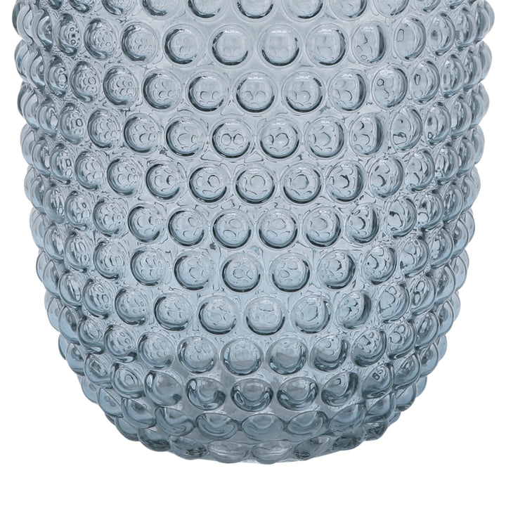 GLASS, 10''H, BUBBLED VASE, GREY