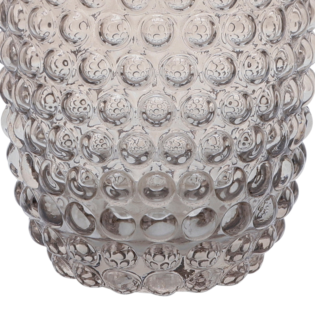 GLASS, 8''H, BUBBLED VASE, BROWN