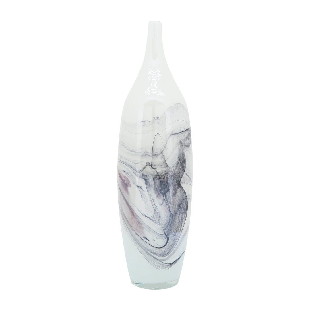 Glass, 18''H, Abstract Vase-White