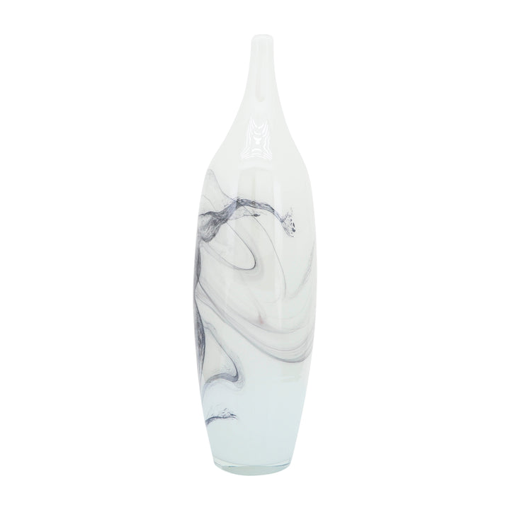 Glass, 18''H, Abstract Vase-White