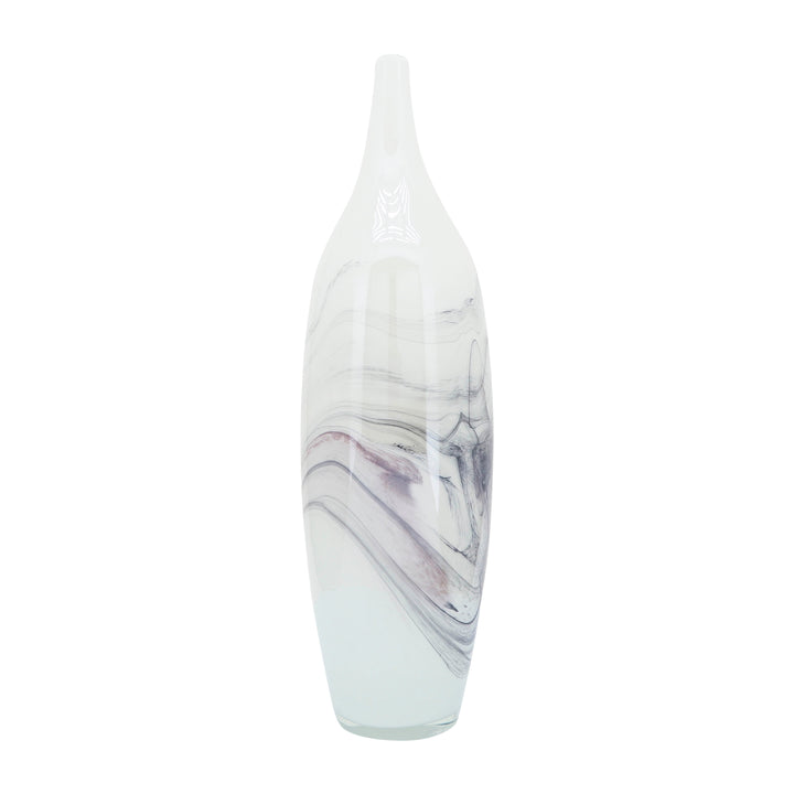 Glass, 18''H, Abstract Vase-White