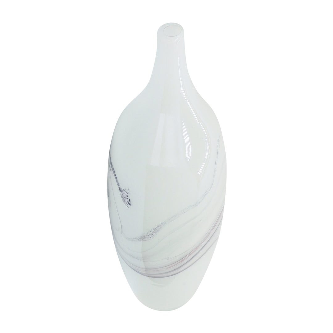 Glass, 18''H, Abstract Vase-White