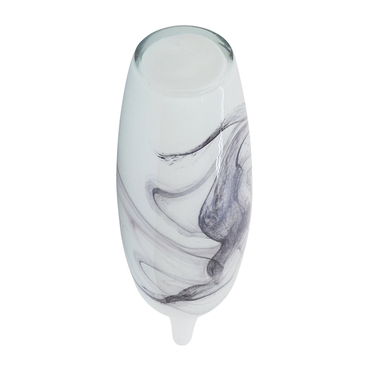 Glass, 18''H, Abstract Vase-White