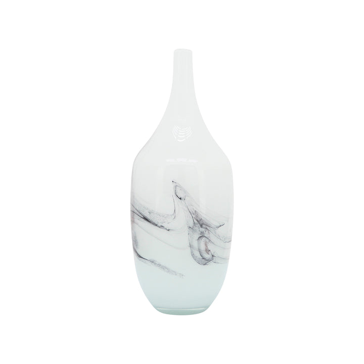 Glass, 14''H, Abstract Vase-White