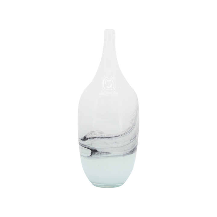 Glass, 14''H, Abstract Vase-White