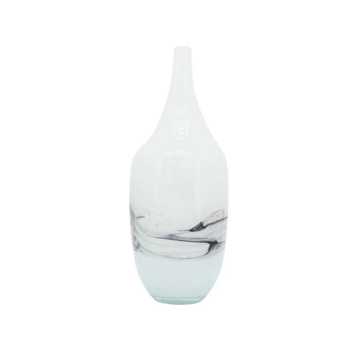 Glass, 14''H, Abstract Vase-White